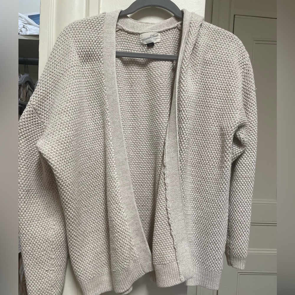 Oversized Slouchy Taupe Knit Cardigan Sweater